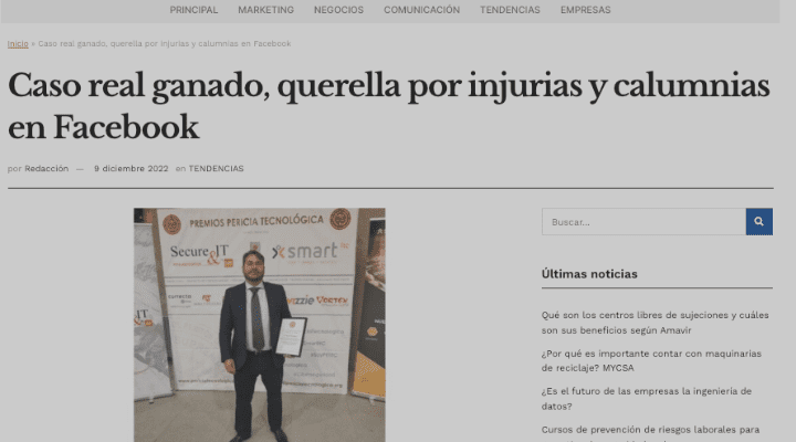 Caso real ganado, querella por injurias y calumnias en Facebook