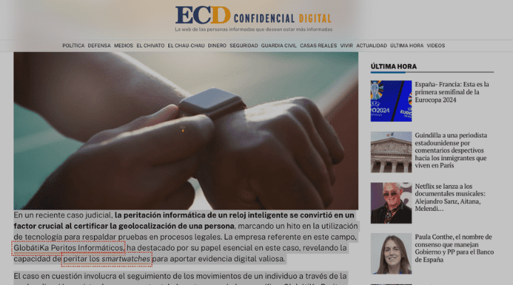 GlobátiKa certifica geolocalización de una persona en un proceso judicial a través de peritación del smartwatch